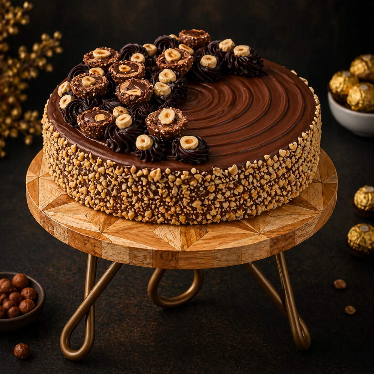 Golden Ferrero Hazelnut Cake – Crust & Crumble Bakers